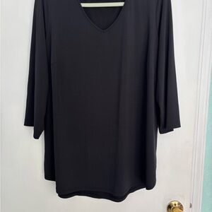 Joan Rivers 1X Elegant Black V-Neck Women's Top